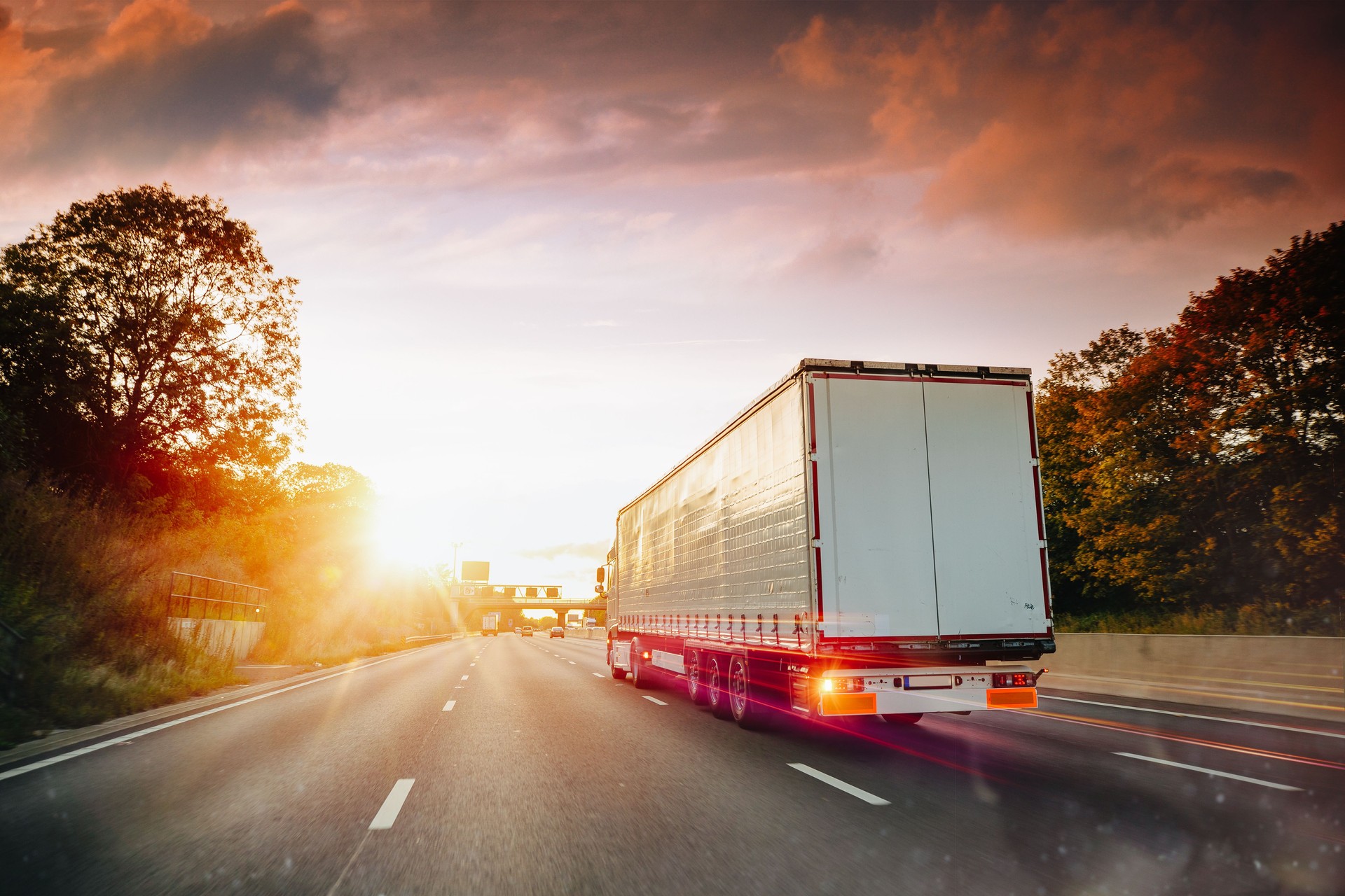 Lorry Traffic Transport on motorway in motion